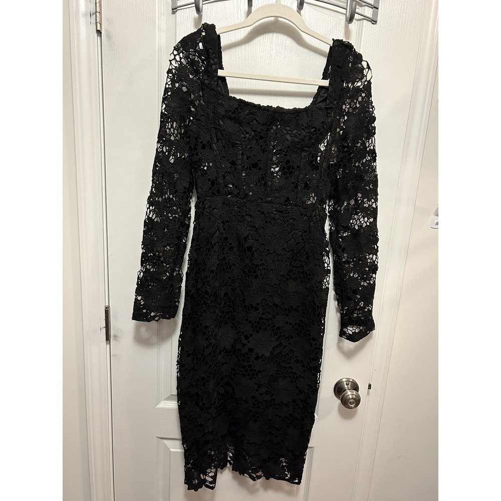 NWT Nutsnbolts Gothic Black Lace Lattice‎ Bustier Dress Large Sheer